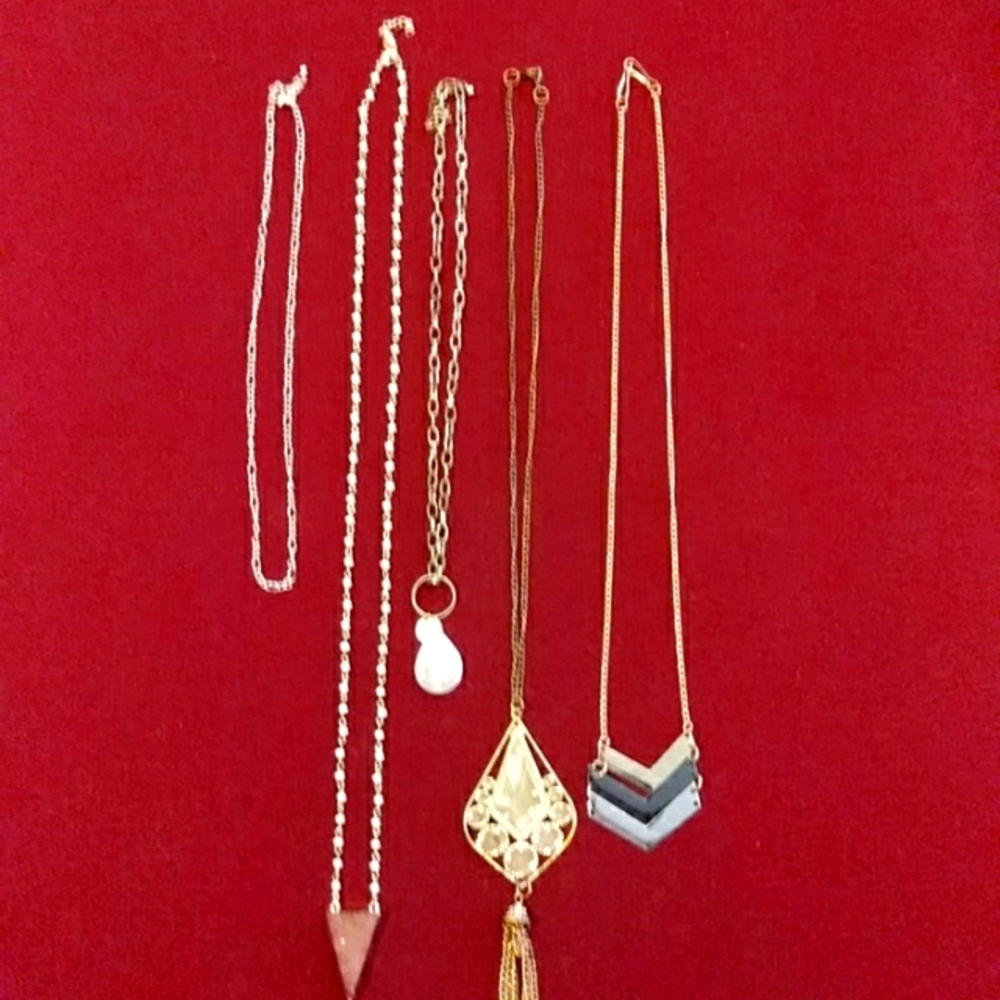 3 for $30 Fashion Jewelry - Necklaces - Mixed Lot of Five - Gold Toned